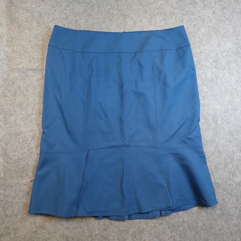 Hugo Boss Skirt Women 10 Blue Wool Blend Tulip Mermaid Career Office Knee Length